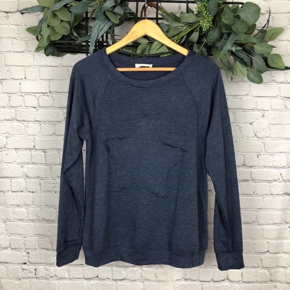 Crescent Star Patch Pullover Blue Loungewear - Picture 2 of 5